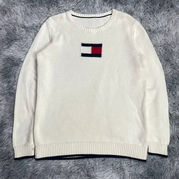 [BUNJANG] Tommy Hilfiger Center Flag Big Logo Round Long Sleeve Knit / 타미힐피거 센터 플래그 빅로고 라운드 긴팔 니트y 6562