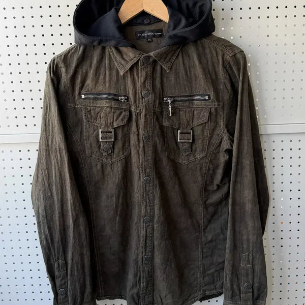 [BUNJANG] In The Attic Two-Pocket Gothic Hooded Shirt / 인 더 애틱 투포켓 고딕 후디드 셔츠