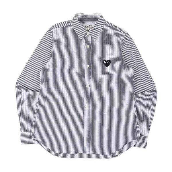 [BUNJANG] Comme des Garçons Heart Appliqué Striped Shirt / 꼼데가르송 하트와펜 스트라이프 셔츠