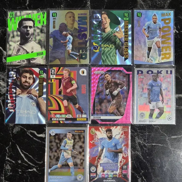 [BUNJANG] Manchester City Football Card Bundle Set (Haaland, De Bruyne, Doku, etc.) - 10 Types / 맨체스터 시티 축구 카드(홀란드,데브라위너,도쿠 등)10종 일괄 판매
