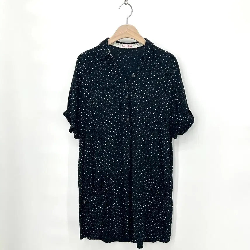 [BUNJANG] Sorridere Dot Star Pattern Long Blouse Navy / [JPN] Sorridere 도트 별패턴 롱 블라우스