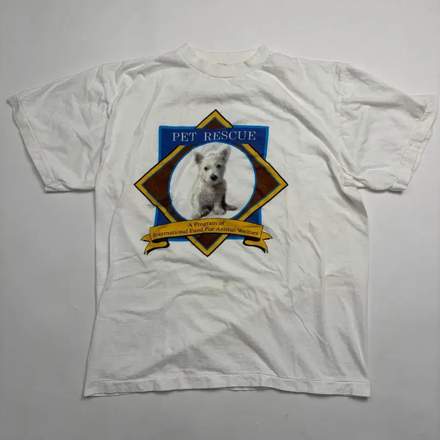 [BUNJANG] 90s Pet Rescue T-Shirt (White) / 90s Pet Rescue Tee (white)