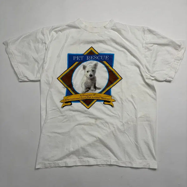 [BUNJANG] 90s Pet Rescue T-Shirt (White) / 90s Pet Rescue Tee (white)