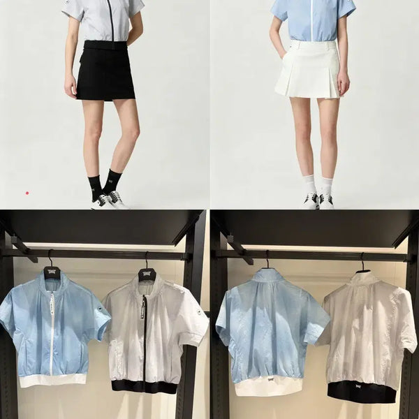 [BUNJANG] Amazingcree Women's Short Sleeve Jacket - Gray, Blue / #어메이징크리 #AMAZINGCRE#여성골프웨어