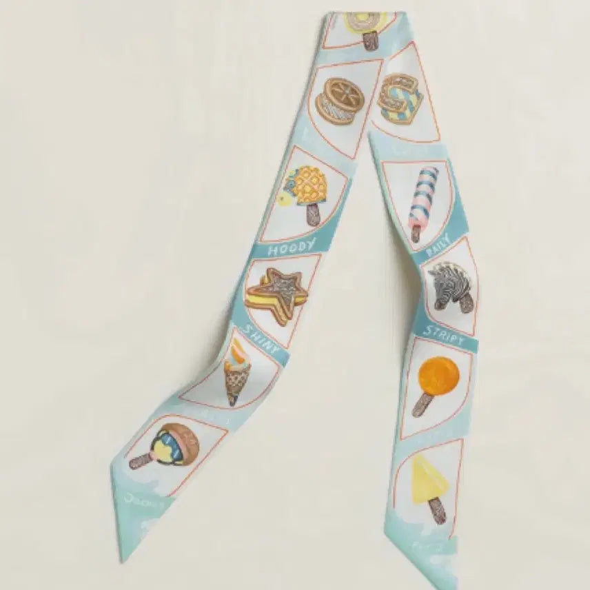 [BUNJANG] Hermès Funny Ice Cream Twilly Silk Scarf / 에르메스 퍼니 아이스크림 트윌리 팝니다