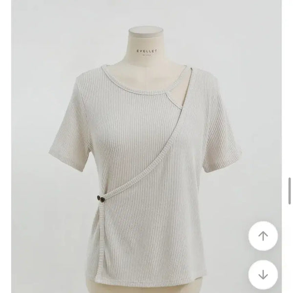 [BUNJANG] Lap Design Short-Sleeve Knit Beige / 랩 디자인 반팔 니트 베이지