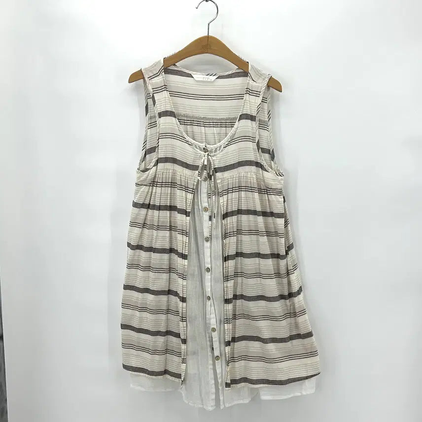 [BUNJANG] Fit Mori Girl Layered Stripe Mini Dress / [Fit] 모리걸 레이어드 바선생 스트라이프 미니 원피스