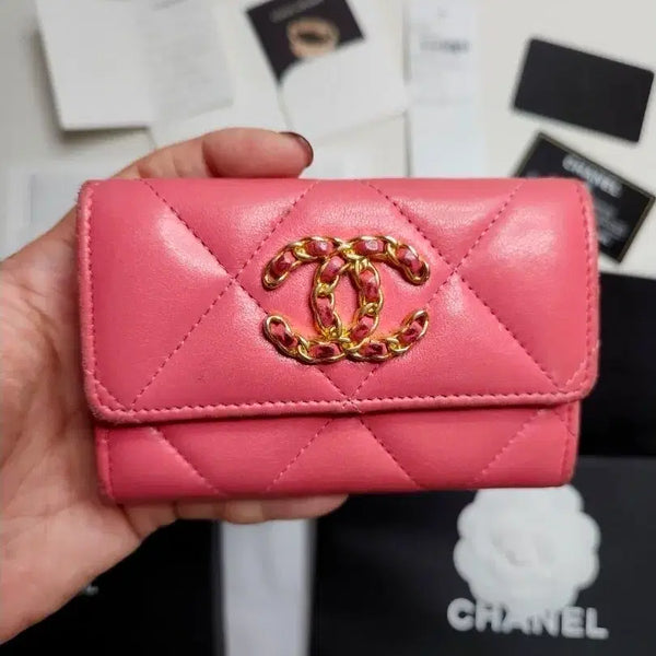 [BUNJANG] Chanel 19 Pink Card Holder AP1790 / 샤넬 19 나인틴 핑크 카드지갑 AP1790