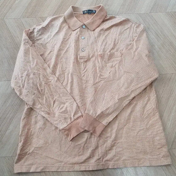 [BUNJANG] DAKS Stripe Long Sleeve Polo Shirt / DAKS 스트라이프 롱슬리브 폴로셔츠