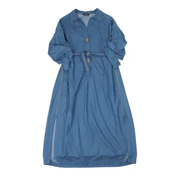 [BUNJANG] Time 21SS Shirring Belted Denim Dress / 타임 21SS 셔링 벨티드 데님 원피스