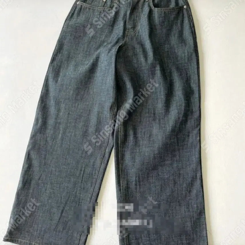 [BUNJANG] Big Size Raw Denim Jeans - Dark Blue / 새상품) 빅사이즈 생지 진청 데님팬츠
