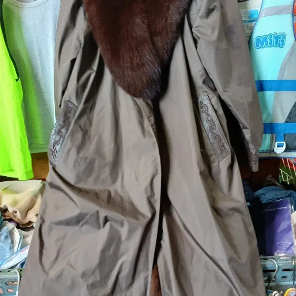 [BUNJANG] Brown Fur Collar Coat / 모피 칼라 코트 브라운