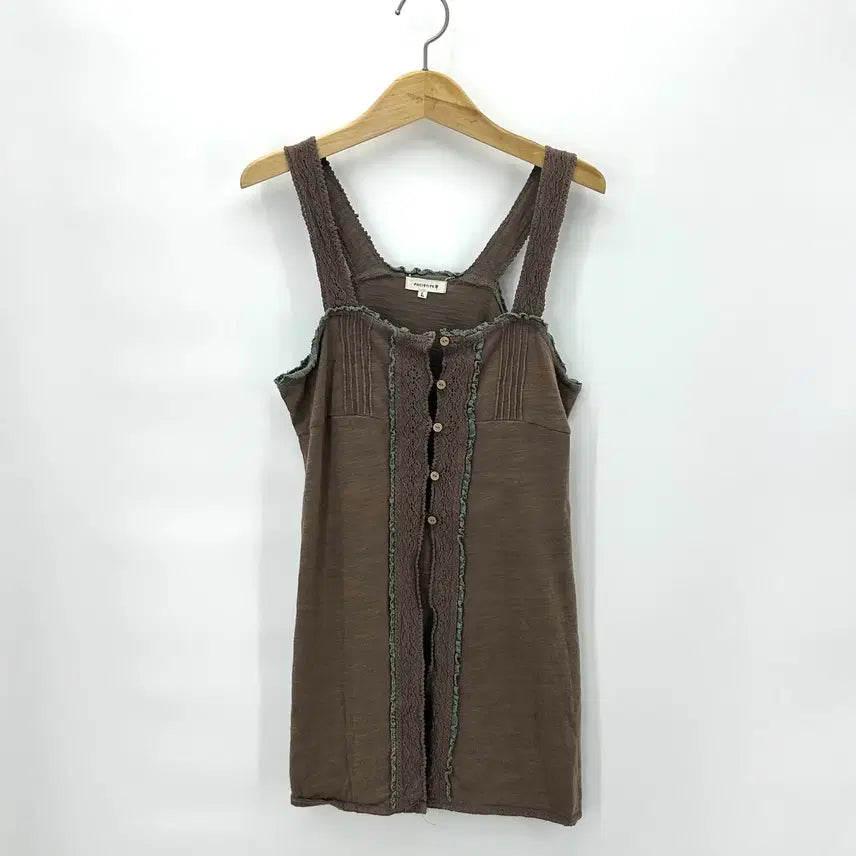 [BUNJANG] PACIENTE Mori Girl Lace Sleeveless Top Brown / [JPN] PACIENTE 모리걸 레이스 초코나무 슬리브리스
