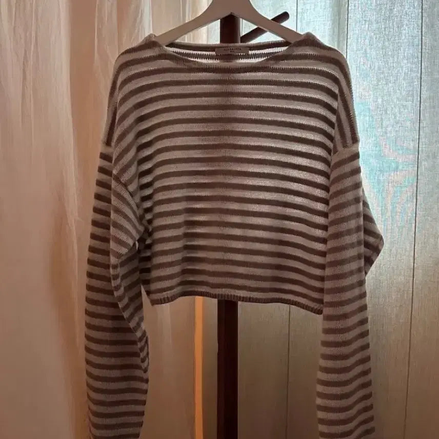 [BUNJANG] AllSaints Indie Pink Stripe Crop Knit Top Size S / 올세인츠 인디핑크 스트라이프 크롭 니트 S