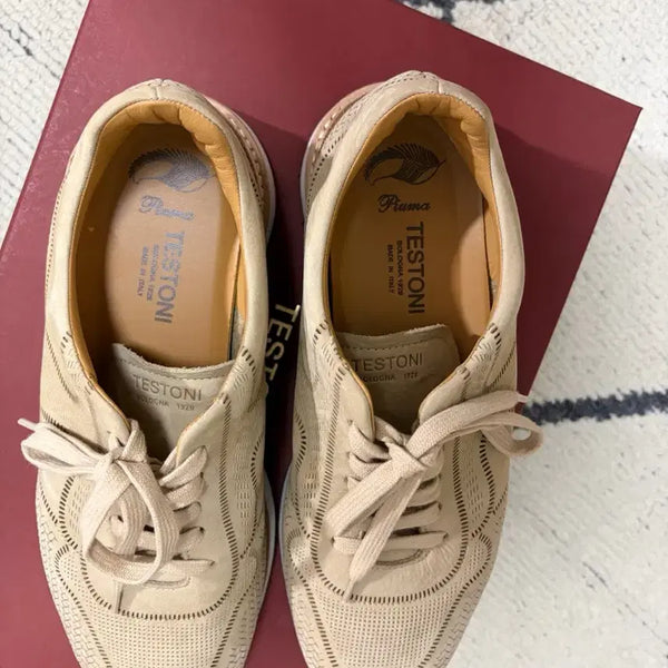 [BUNJANG] Testoni Moena Sneaker Laser Cut Beige / 테스토니 모에나 스니커즈 레이저컷 베이지(상태 A급)
