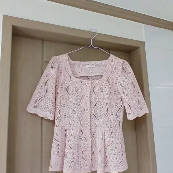 [BUNJANG] Indie Pink Lace Blouse (One Size) / (1번 입음) 인디핑크 레이스 블라우스 하객
