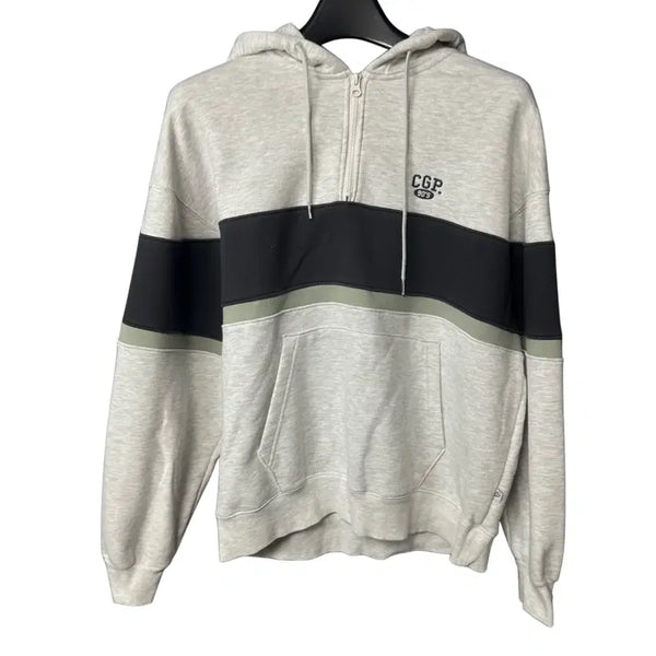 [BUNJANG] Code Graphy Logo Grey Half-Zip Hoodie T-Shirt / M 코드그라피 로고 그레이 반집업 후드 티셔츠