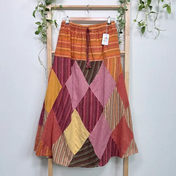 [BUNJANG] Patchwork Hippie Long Skirt / JPN/ 히피스커트 에스닉스커트 히피치마 패치스커트 패치치마