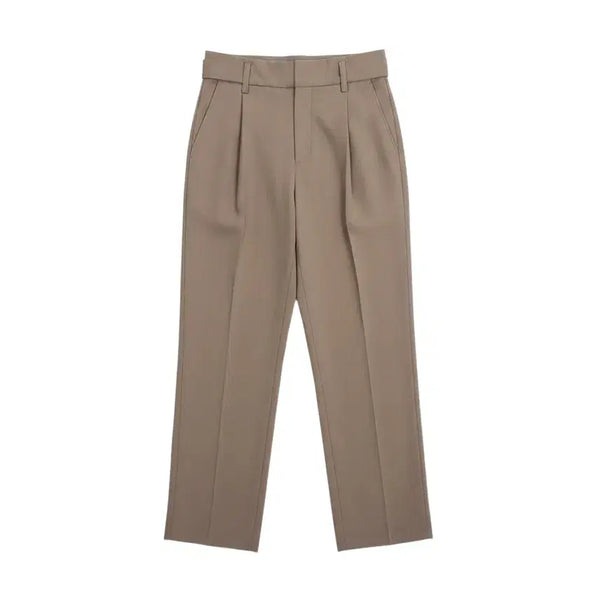 [BUNJANG] Women's Belted Pin-tuck Slacks - Size 55 / 여성55/ 라인 벨티드 핀턱 슬랙스BG