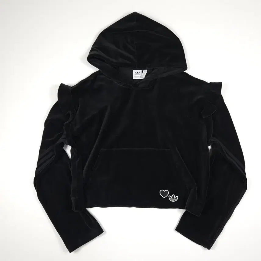 [BUNJANG] Adidas Firebird Velour Cropped Hoodie S / 아디다스 파이어버드 벨루어 크롭 후드티 [S]