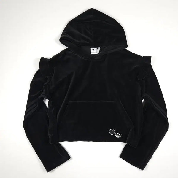 [BUNJANG] Adidas Firebird Velour Cropped Hoodie S / 아디다스 파이어버드 벨루어 크롭 후드티 [S]