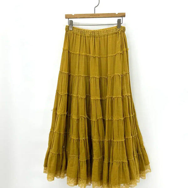 [BUNJANG] Vintage Mori Girl Lace Tiered Long Skirt / [JPN] 빈티지 모리걸 레이스 티어드 롱 스커트