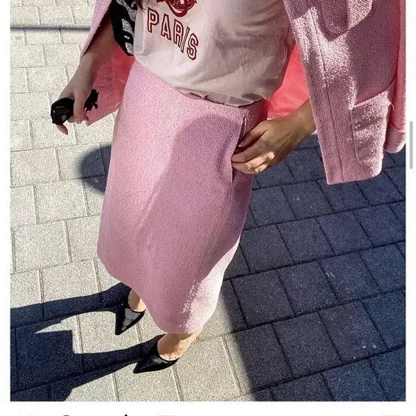 [BUNJANG] Myico Pink Tweed Skirt / 마이아이코 핑크 트위드 스커트 S