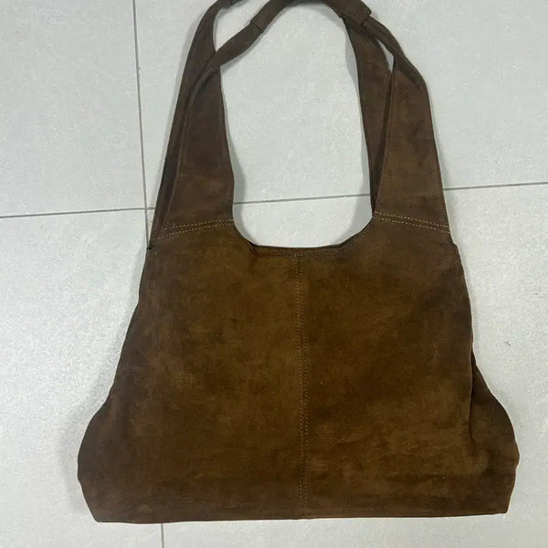[BUNJANG] Mina V Suede Sheep Bag Brown / 미나브 스웨이드 숕더백 브라운