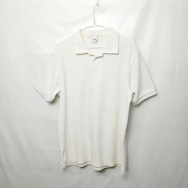 [BUNJANG] ZARA Men's Ivory Collar Short-Sleeve T-shirt / ZARA 자라 남성 아이보리 카라반팔티 105