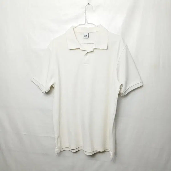 [BUNJANG] ZARA Men's Ivory Collar Short-Sleeve T-shirt / ZARA 자라 남성 아이보리 카라반팔티 105