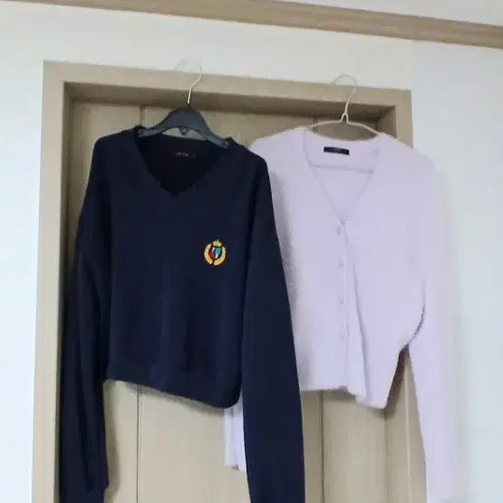 [BUNJANG] Angora Cardigan + Fleece Sweatshirt Set / (2개 세트)앙고라 가디건+기모 티 맨투맨