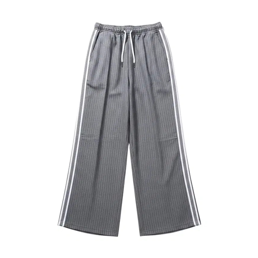 [BUNJANG] Women's Stripe Wide Banding Pants / 여성F/ 스트라이프 와이드 밴딩팬츠GR