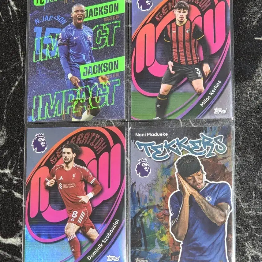 [BUNJANG] Premier League Soccer Cards Bundle Set (Jackson, Kerkez, Szoboszlai, Madueke) / 프리미어리그 축구 카드(소보슬라이,마두에케 등) 4종 일괄 판매