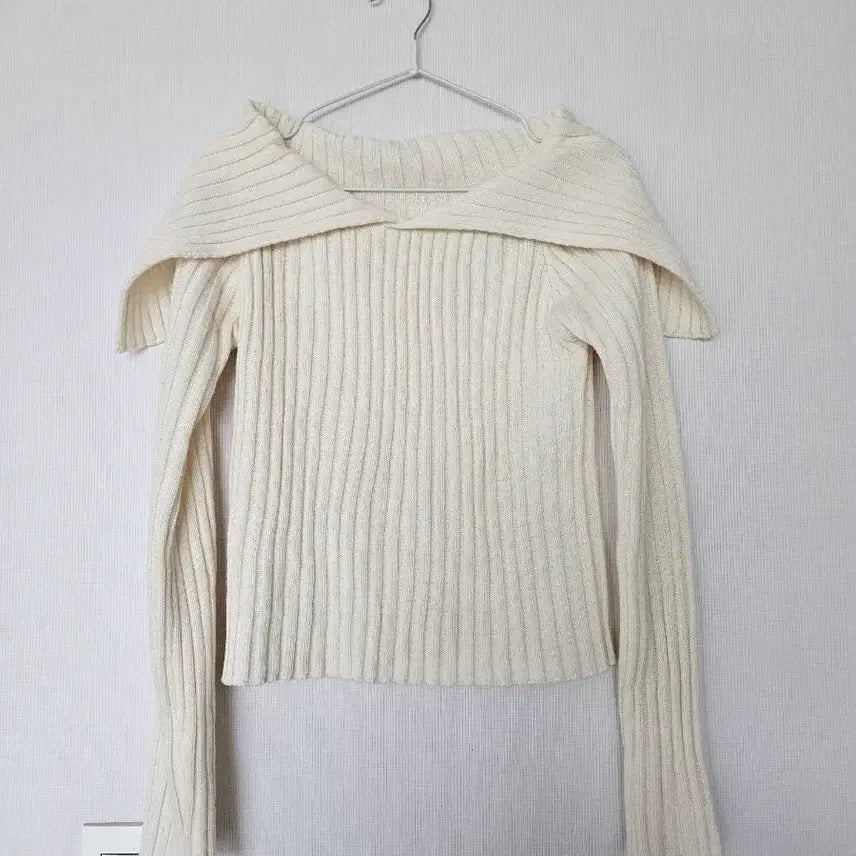 [BUNJANG] Ivory Knit Sweater with Shawl Collar / 아이보리 니트 스웨터