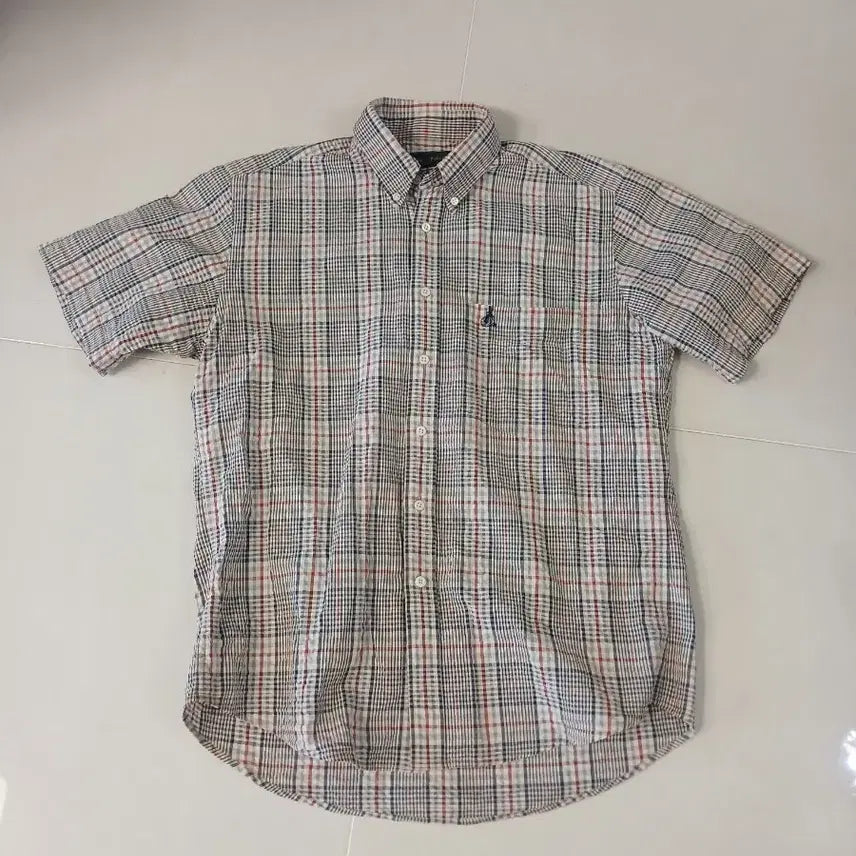 [BUNJANG] Beanpole Seersucker Check Short Sleeve Shirt Men's / 빈폴 시어서커 체크 반팔 셔츠 남성