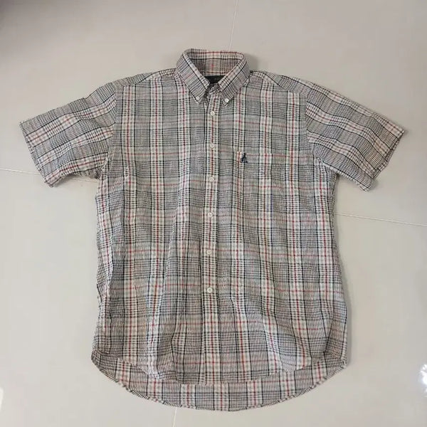 [BUNJANG] Beanpole Seersucker Check Short Sleeve Shirt Men's / 빈폴 시어서커 체크 반팔 셔츠 남성