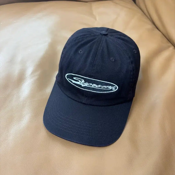 [BUNJANG] Supreme 6-Panel Oval Logo Black Cap SS23 / 슈프림 6패널 볼캡 모자 오발 블랙 23SS