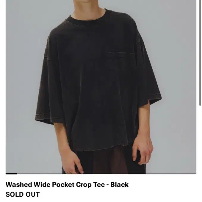 [BUNJANG] Anglan Washed Wide Pocket Cropped Short Sleeve T-Shirt Black Size 1 / 앵글런 워시드 와이드 포켓 크롭 반팔 티셔츠 블랙 1사이즈