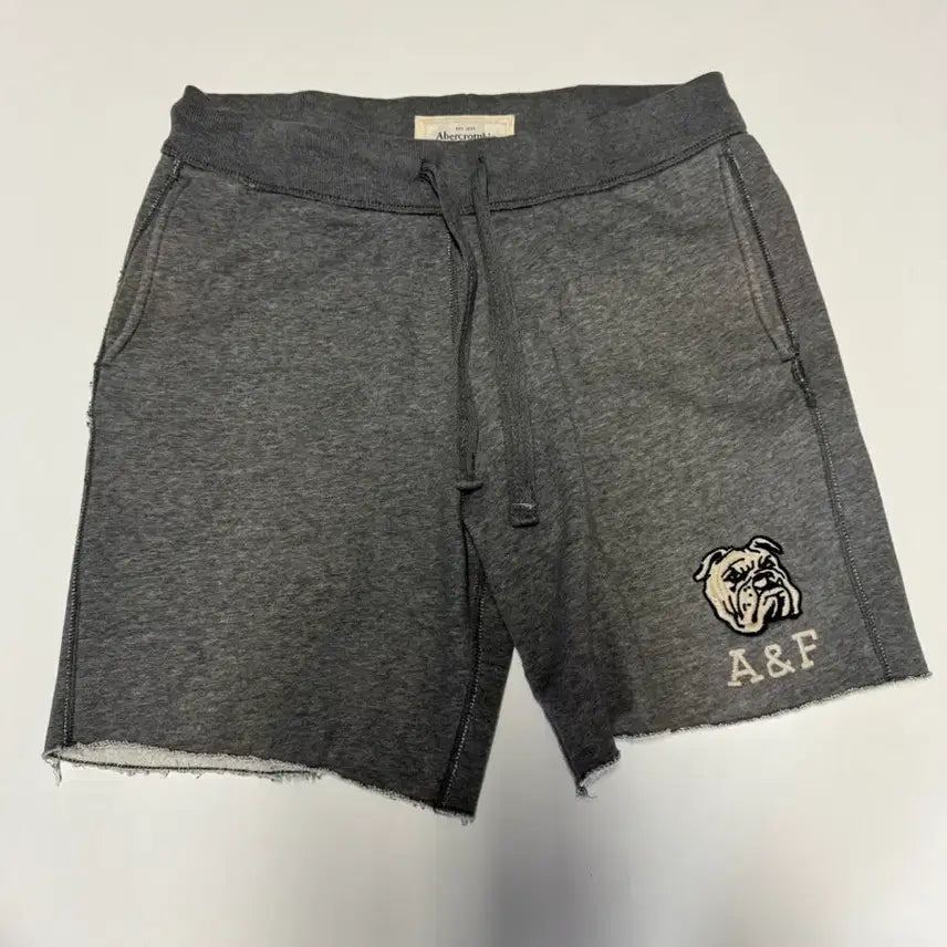 [BUNJANG] Abercrombie & Fitch Embroidered Bulldog Training Bermuda Shorts L Grey / 희귀!! 아베크롬비 불독 자수 트레이닝 버뮤다 반바지 L 그레이
