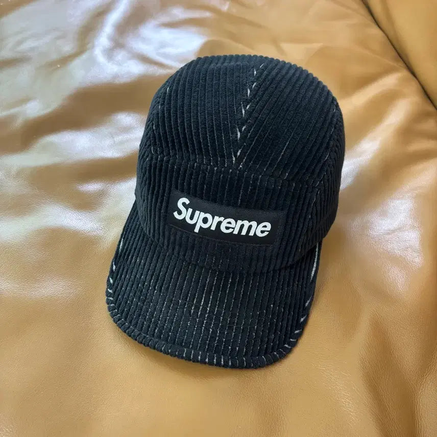 [BUNJANG] Supreme 23SS Two-Tone Corduroy Camp Cap Black / 슈프림 캠프캡 모자 박스로고 투톤 코듀로이 블랙 23SS