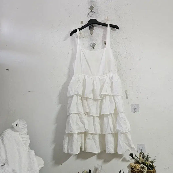 [BUNJANG] Frill One-Piece Dress White / 프릴 원피스 화이트