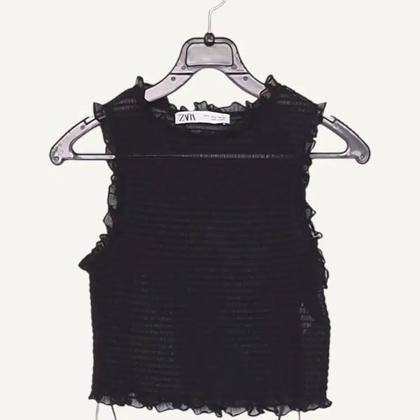 [BUNJANG] ZARA Black Sleeveless T-Shirt Size S / 자라 ZARA 검정 민소매 티셔츠 S_A637