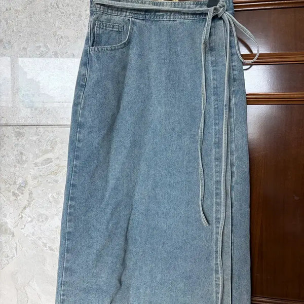 [BUNJANG] Denim Wrap Long Skirt / 랩 스커트 롱 데님 스커트