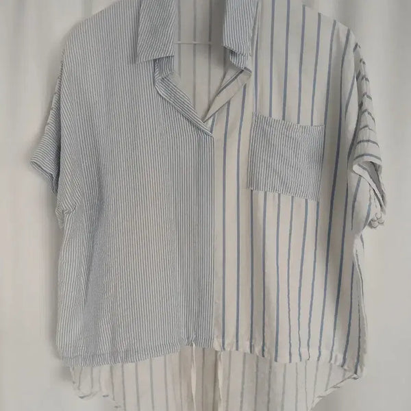 [BUNJANG] Stripe Patchwork Shirt / 스트라이프 패치워크 셔츠 F