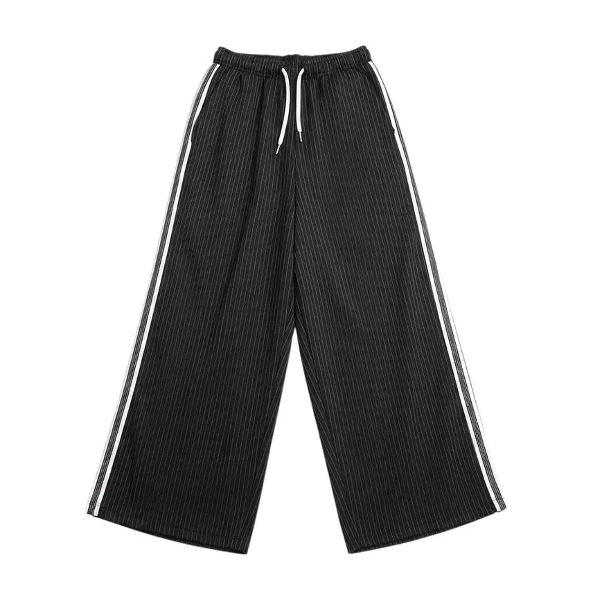 [BUNJANG] Women's Striped Banding Wide Pants (Black) / 여성F/ 스트라이프 밴딩 와이드팬츠BK