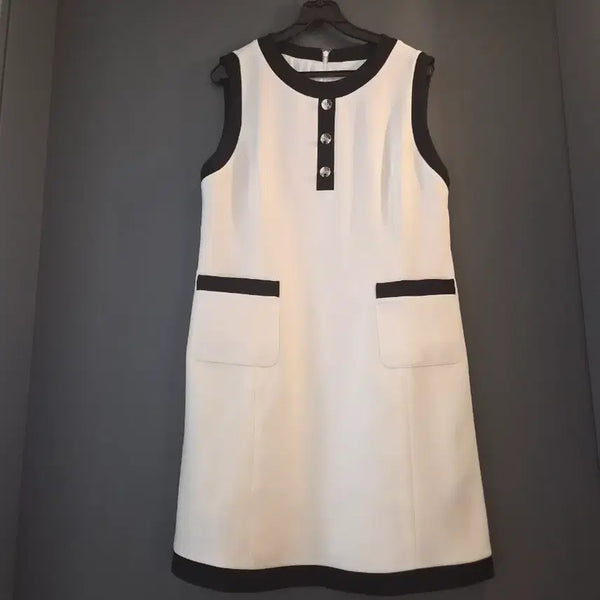 [BUNJANG] Black White Houndstooth Style Long Dress / 블랙 화이트 샤땡 풍 원피스