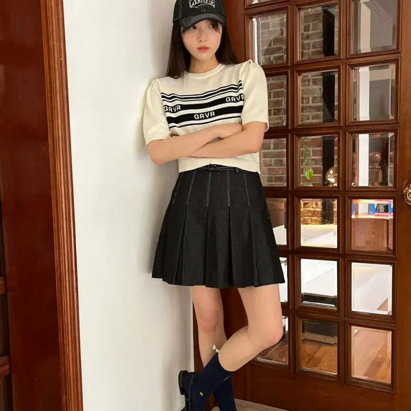 [BUNJANG] GROVE Brill Skirt Denim Skirt Black / GROVE 그로브 BRILL SKIRT 데님 스커트
