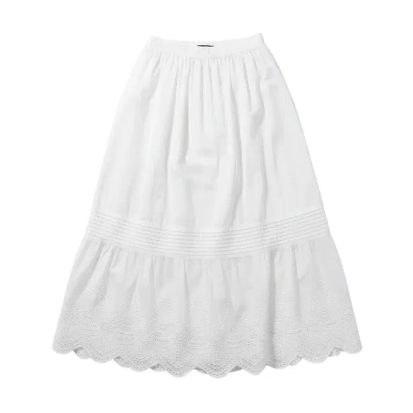[BUNJANG] Women's Back-Banded Punching Long Skirt / 여성F/ 뒷밴딩 펀칭 롱 스커트WH