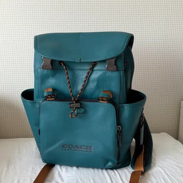 [BUNJANG] Coach League Flap Backpack / 코치 레더 백팩