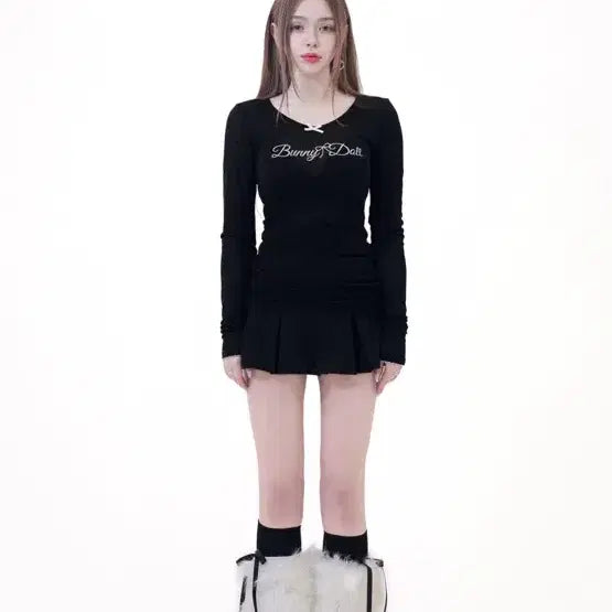 [BUNJANG] Bunny & Doll See-through T-shirt (Black) / 버니앤돌 시스루 티 (블랙)